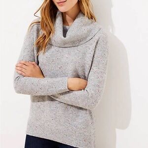 LOFT Speckled Gray Cowl Neck Sweater